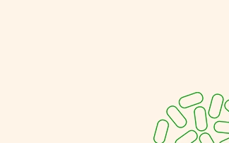 Abstract green shapes on a light beige background.