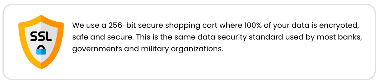 Shield icon with SSL text indicating secure encrypted data standard.