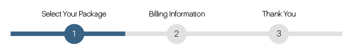 Progress bar with three steps: Select Items, Billing Info, and Thank You.